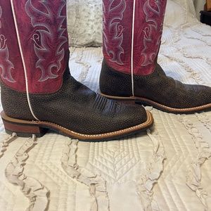Ladies Justin Boots Size 8B ~ Leather ~ Wine & Brown